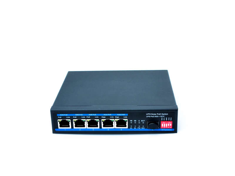 5 Port Gigabit Mppt Solar Poe Switch (Selectable Ieee802.3Af At Poe++) + 1 Sfp Port.