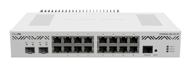 Mikrotik Ccr2004-16G-2S+Pc, 16 X 1Gb Ethernet Ports, 2 X 10G Sfp+, 1 X Rj45 Serial Console Port