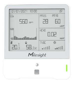 Milesight Indoor Ambience Monitor - Temp, Humidity, Pir, Light, Tvoc, Co2, Hcho, Barometric, Pm*