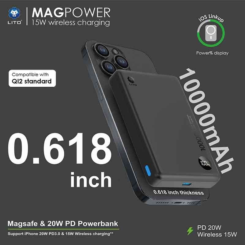 LITO MagPower 10000mAh Magnetic Wireless Power Bank