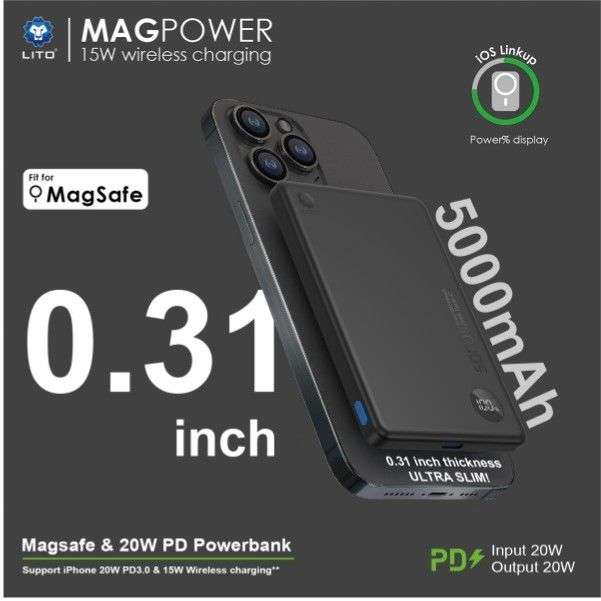 LIito Magpower 5000mAh Magsafe & 20W PD Powerbank