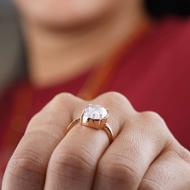 3ct Crushed Ice Oval Moissanite Bezel Set Engagement Ring