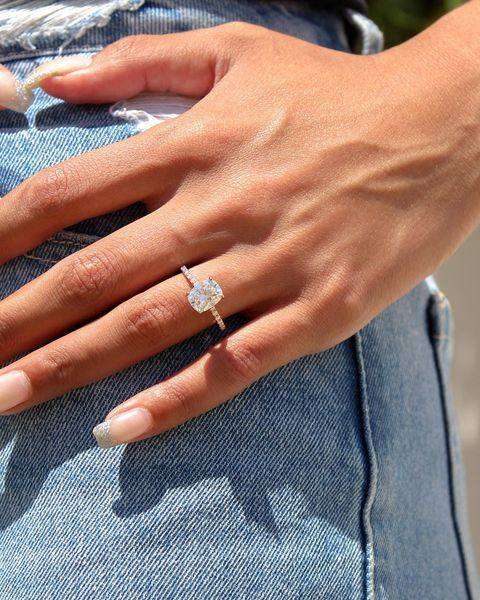 Sigrid - Our 7x9mm Elongated Cushion Cut Moissanite Engagement Ring