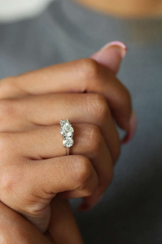 4ct Moissanite Trilogy Engagement Ring