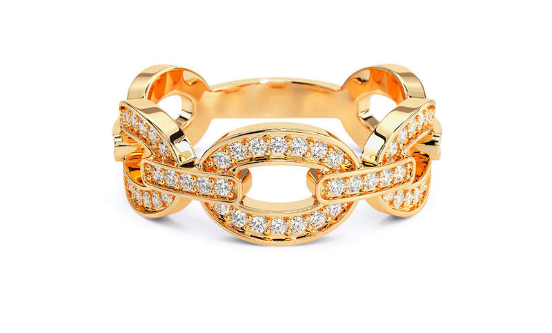 Moissanite Gold Chain Ring