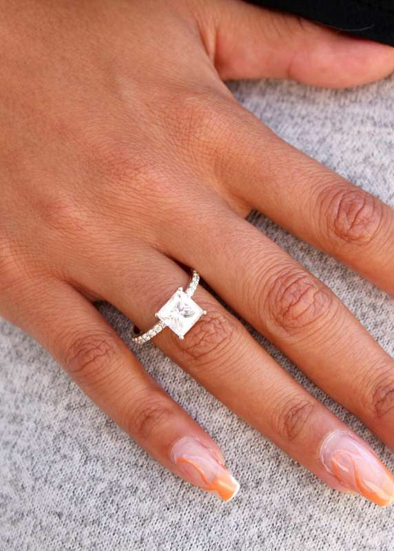 2ct Moissanite Princess Cut Engagement Ring