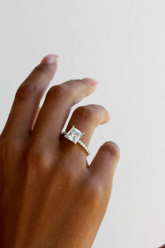 2ct Moissanite Princess Cut Engagement Ring