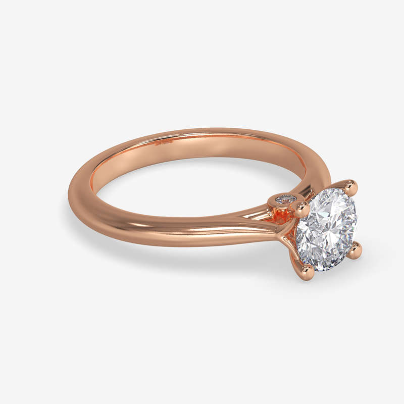 0.80ct Round Moissanite Engagement Ring