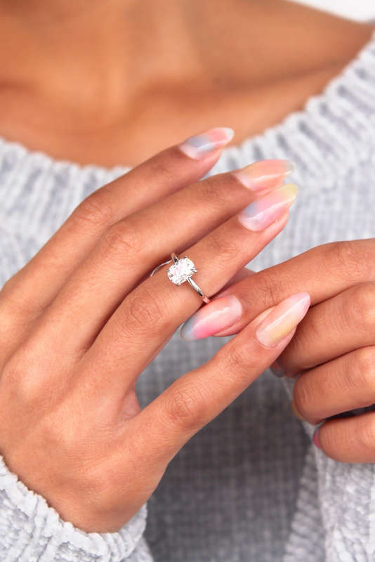 Elongated Cushion Moissanite Engagement Ring