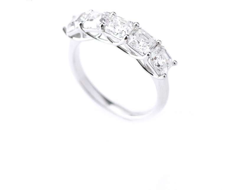 5-Stone Moissanite Asscher Eternity Rings