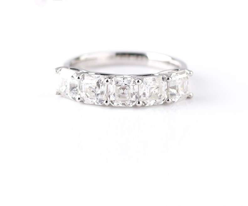 5-Stone Moissanite Asscher Eternity Rings