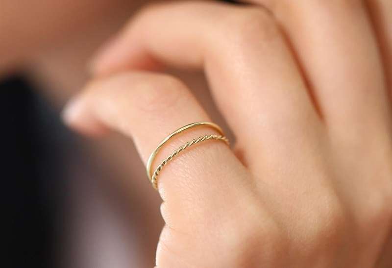 Gold Twist Rope Wedding Band 1mm