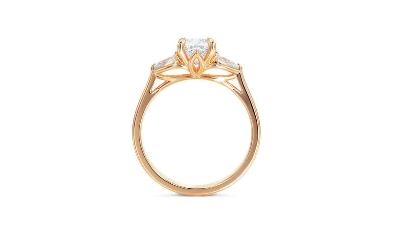 1ct Moissanite Cushion Trilogy Engagement Ring
