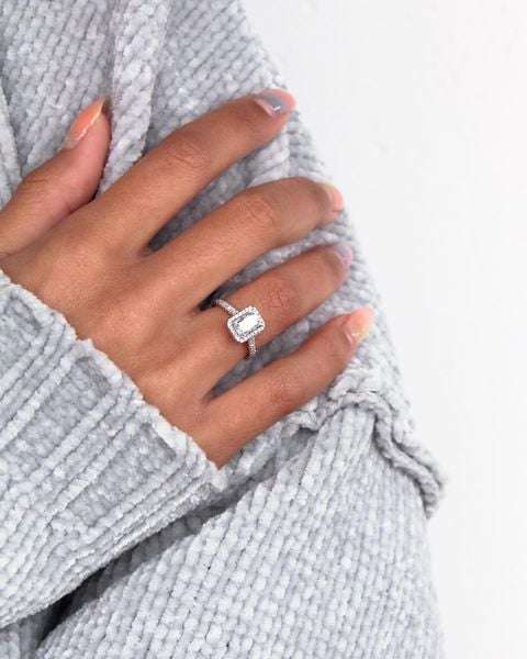 Radiant Halo Moissanite Engagement Ring