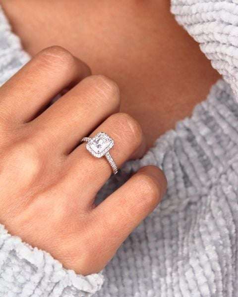Radiant Halo Moissanite Engagement Ring