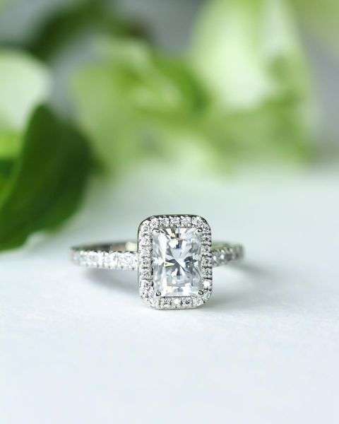 Radiant Halo Moissanite Engagement Ring
