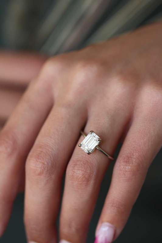 2ct Emerald Cut Moissanite Engagement Ring