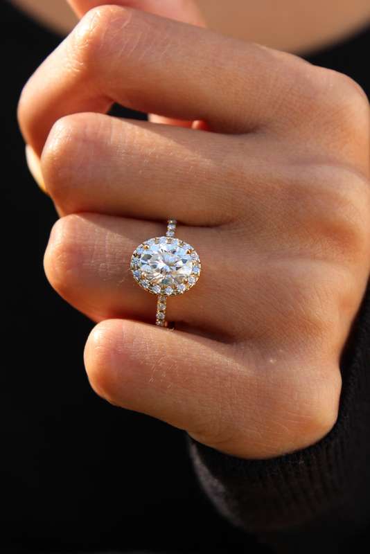 Gold Oval Halo Engagement Ring
