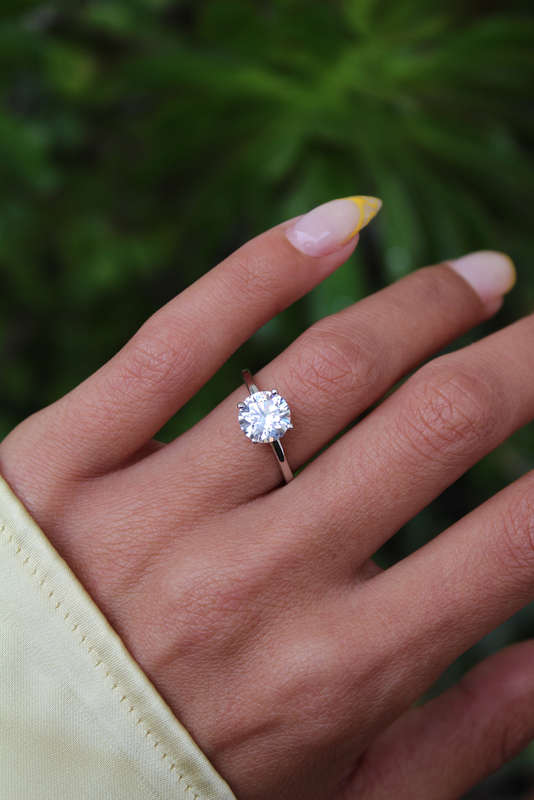 2ct Round Moissanite Solitaire Engagement Ring