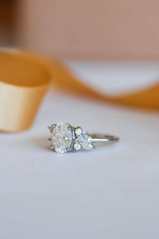Oval Moissanite Platinum Engagement Ring
