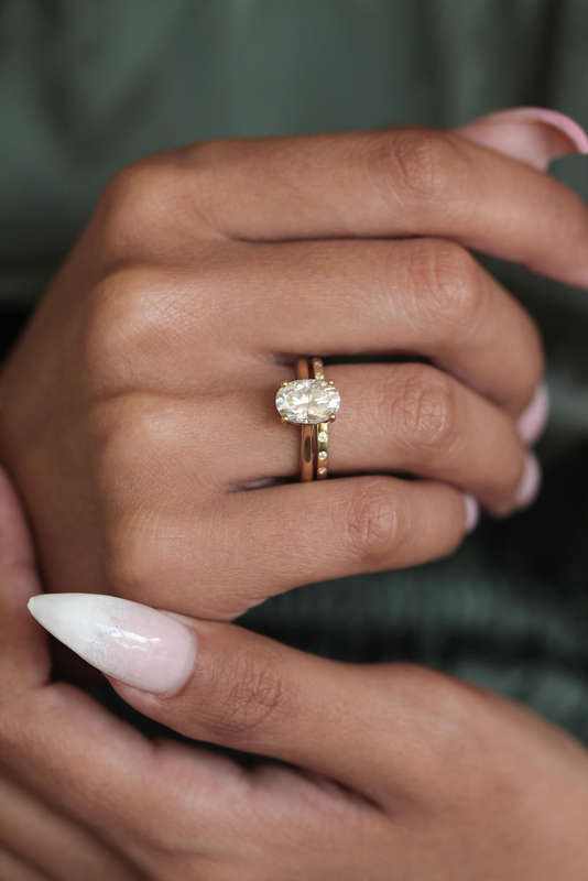 2ct Oval Wedding Ring Set
