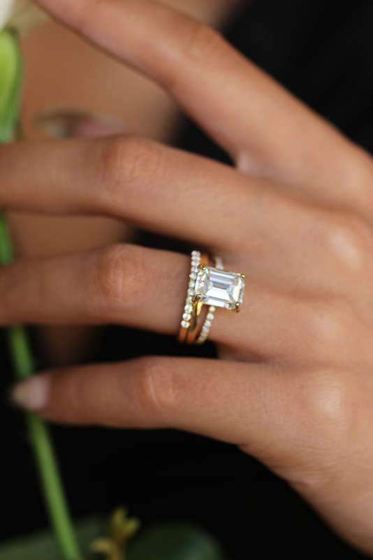 3.5ct Emerald Cut Moissanite Wedding Ring Set