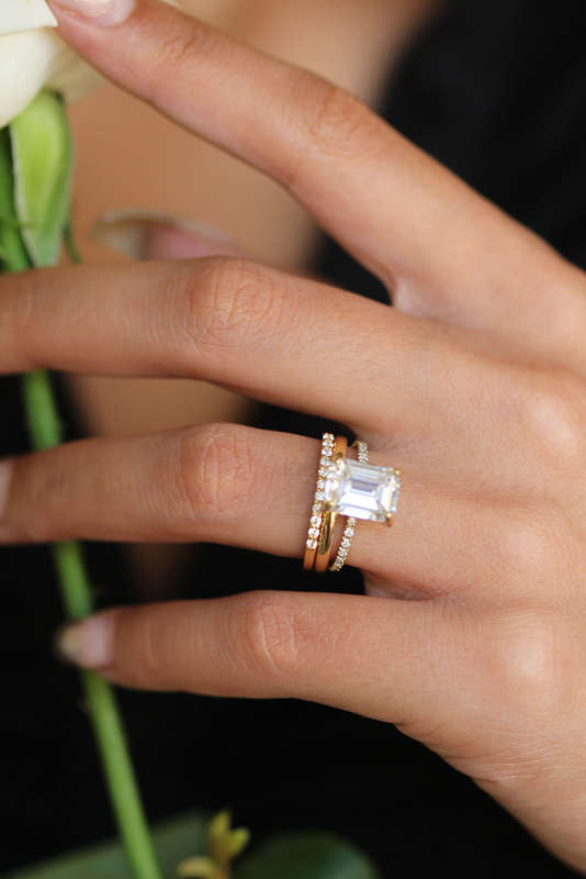 3.5ct Emerald Cut Moissanite Wedding Ring Set