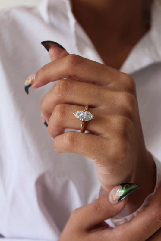 Marquise Moissanite Engagement Ring