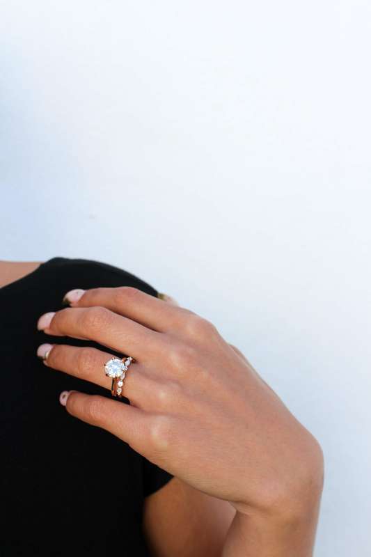Round And Marquise Moissanite Wedding Ring Set