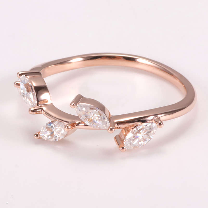 Rose Gold Moissanite Marquise Wedding Ring