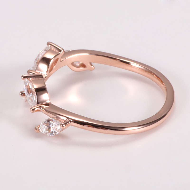Rose Gold Moissanite Marquise Wedding Ring