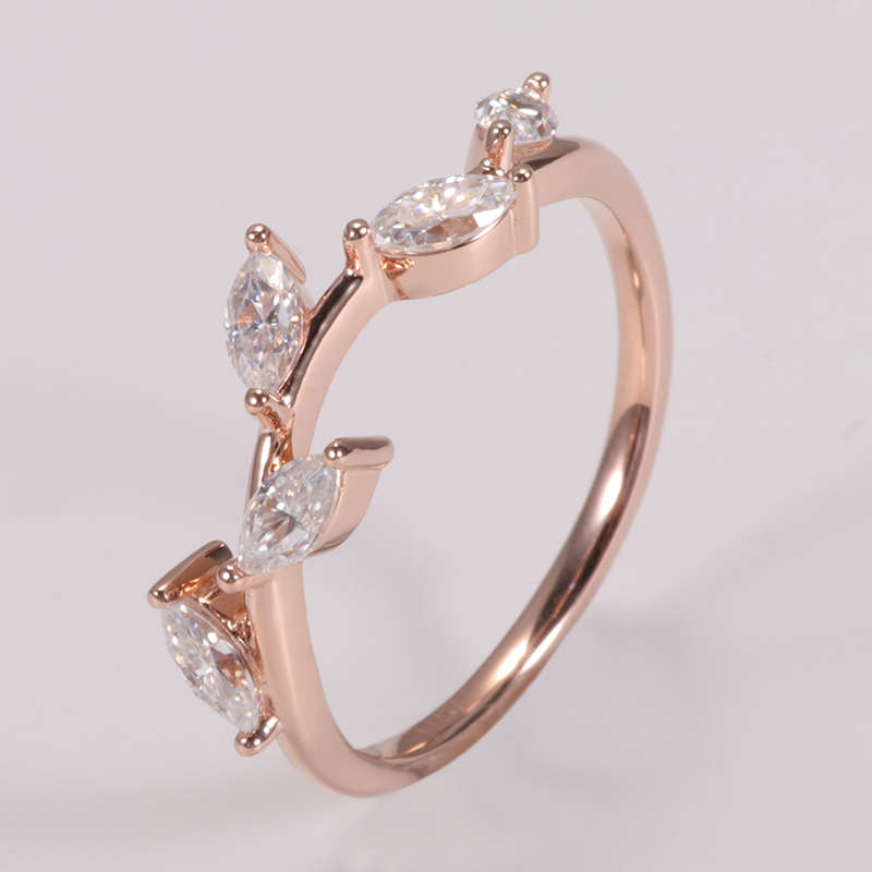 Rose Gold Moissanite Marquise Wedding Ring