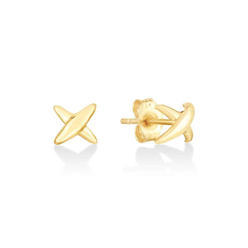 Gold Cross Over Earrings