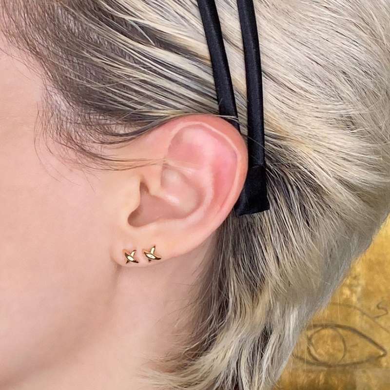 Gold Cross Over Earrings