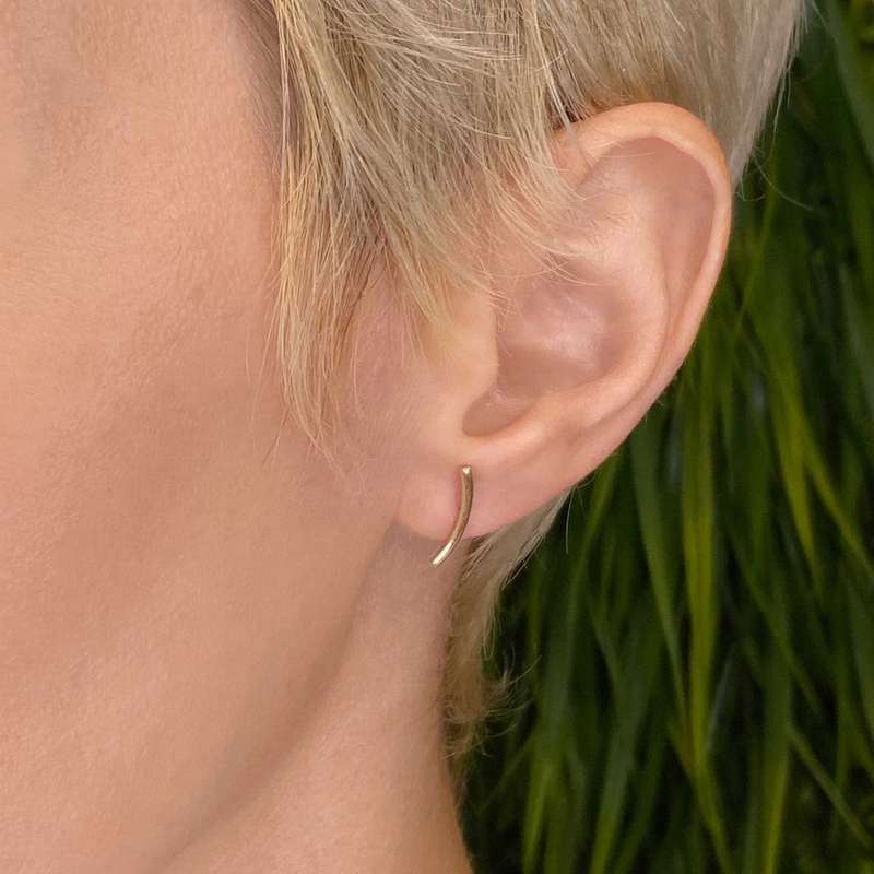 Gold Curved Bar Earrings