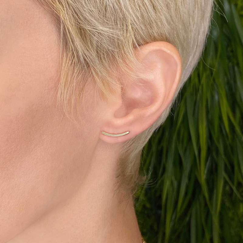 Gold Curved Bar Earrings