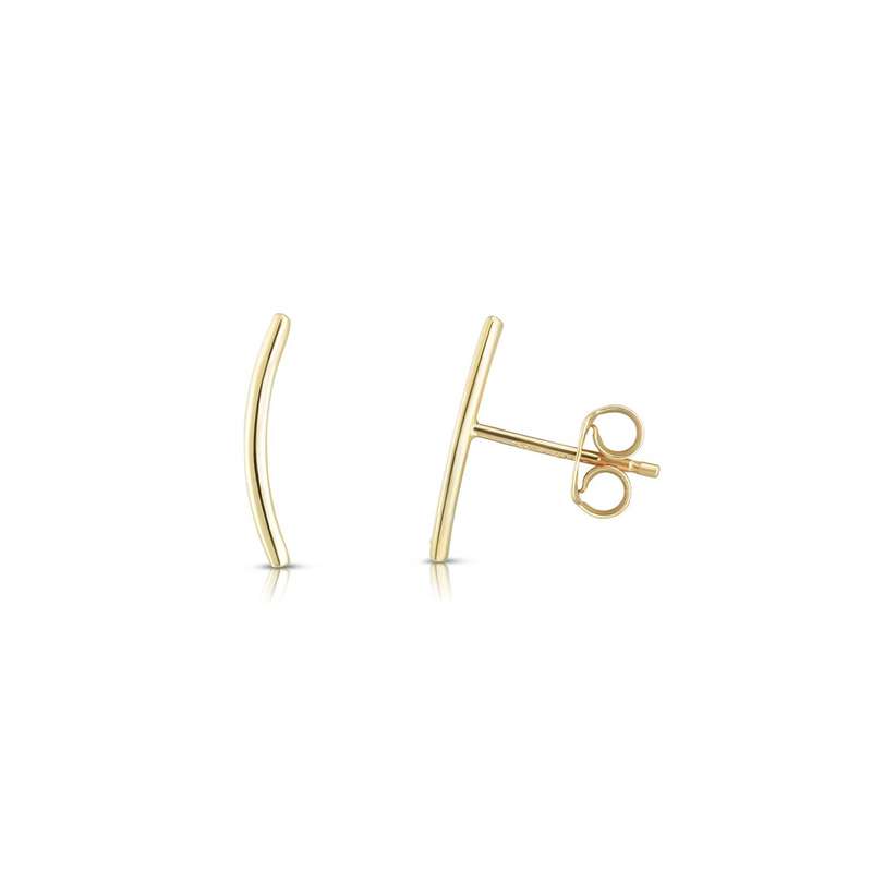 Gold Curved Bar Earrings
