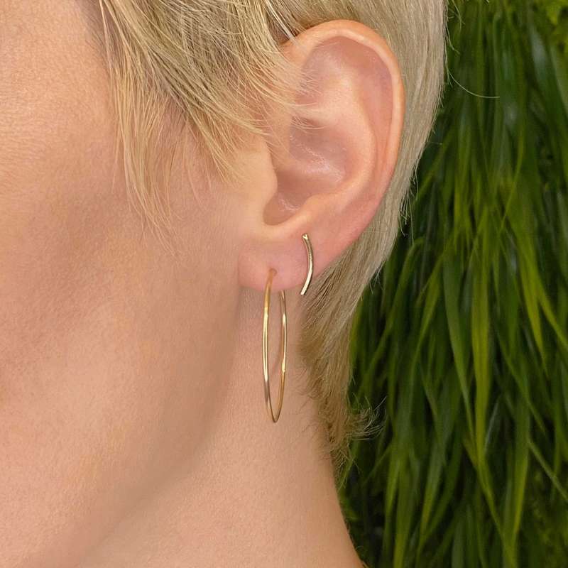 Gold Curved Bar Earrings