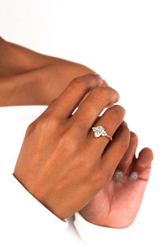 Adina - Pear And Round Moissanite Cluster Engagement Ring