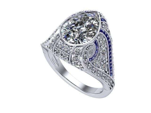 Pear Moissanite Antique Art Deco Style Ring