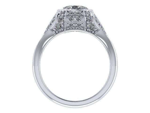Pear Moissanite Antique Art Deco Style Ring
