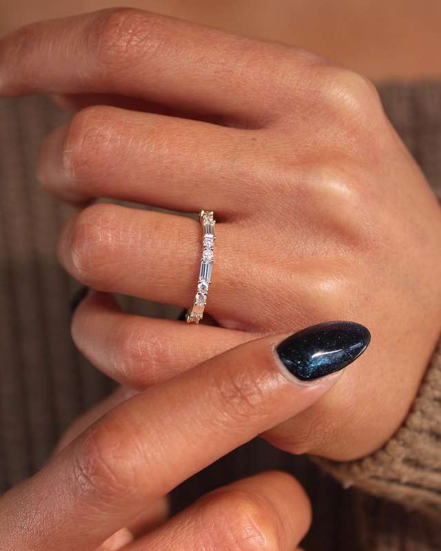 Baguette & Double Moissanite Eternity Band