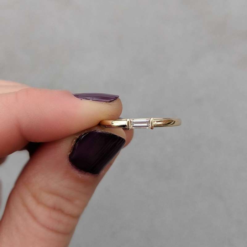 Moissanite Baguette Engagement Ring in East West Setting