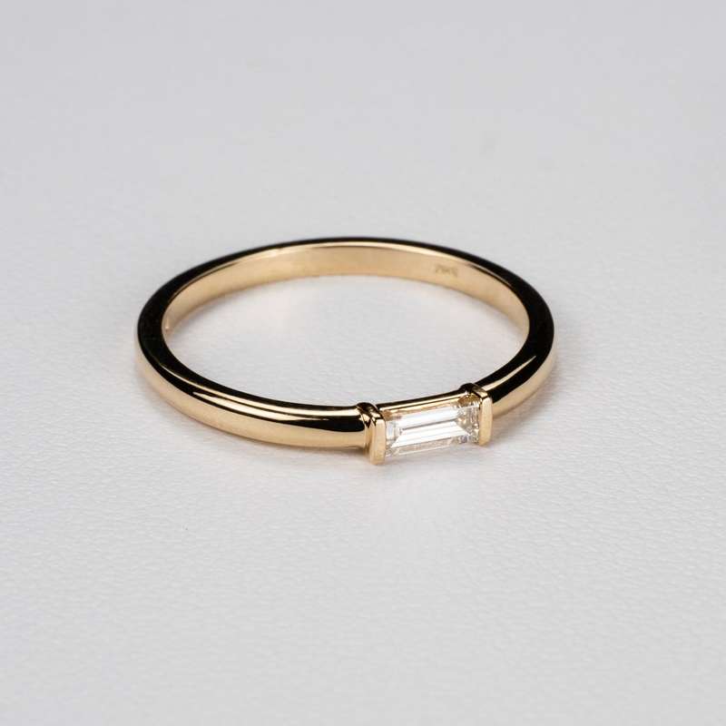 Moissanite Baguette Engagement Ring in East West Setting
