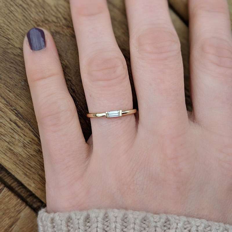 Moissanite Baguette Engagement Ring in East West Setting
