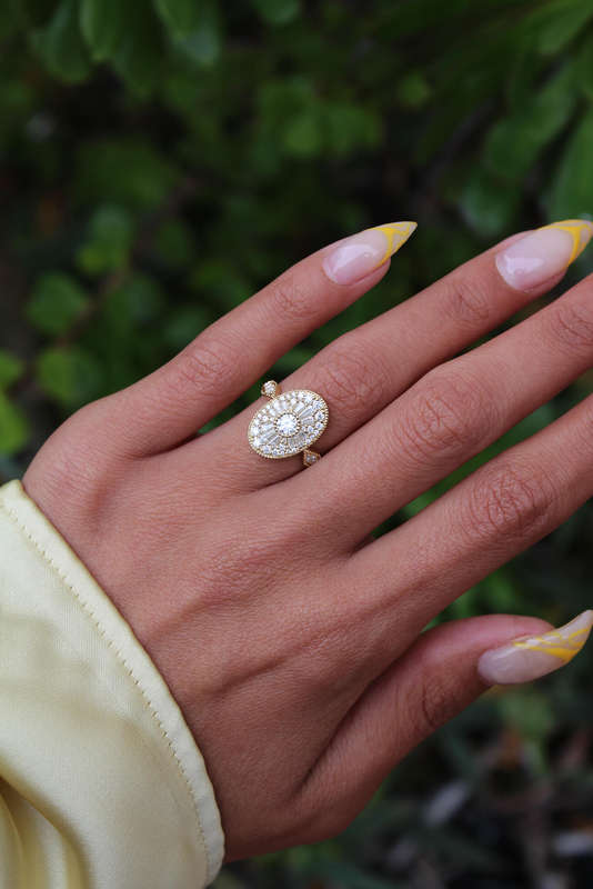 Baguette and Round Moissanite Mosaic Ring
