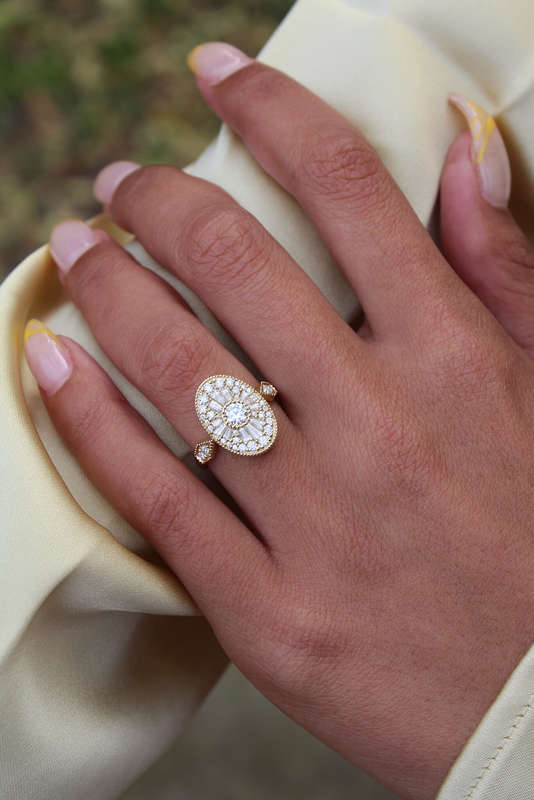Baguette and Round Moissanite Mosaic Ring