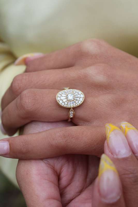 Baguette and Round Moissanite Mosaic Ring