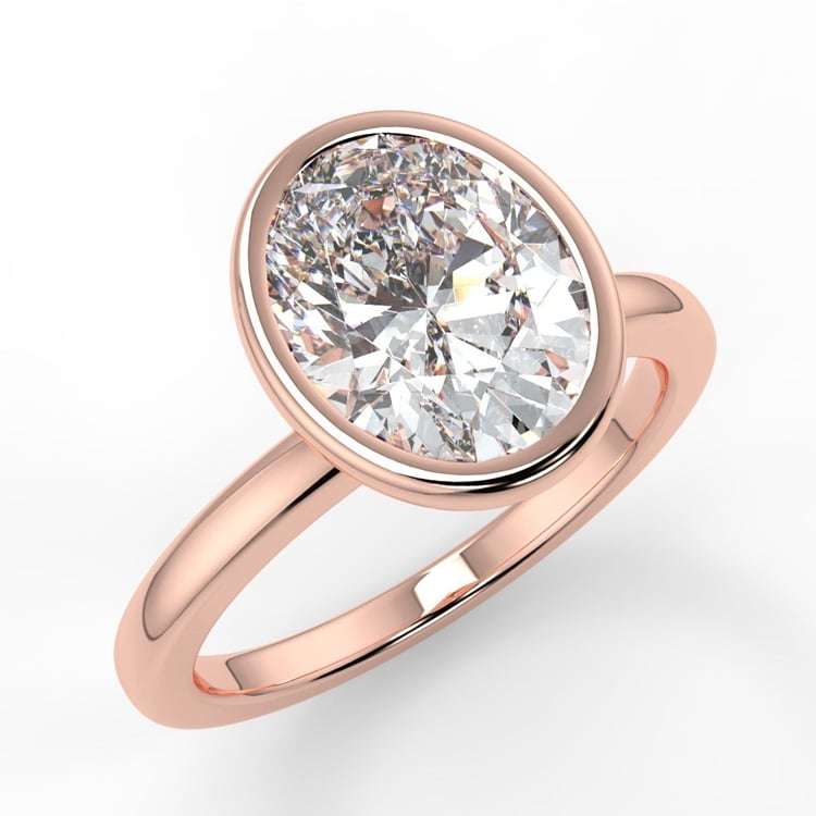 Oval Bezel Encrusted Floral Moissanite Engagement Ring