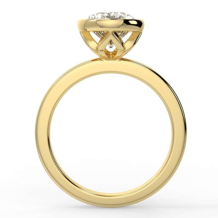 Oval Bezel Encrusted Floral Moissanite Engagement Ring